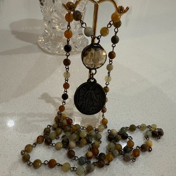 Vintage AB Pendant and Religious Medal Necklace - Picture 3 of 9